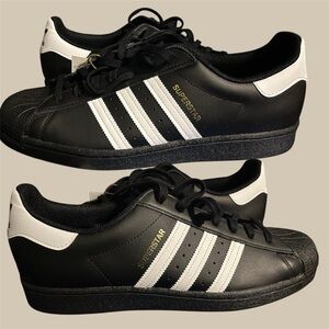 New Adidas Superstar Black with White Stripes